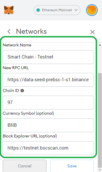 Configure MetaMask to Deploy a contract to the Binance Smart Chain