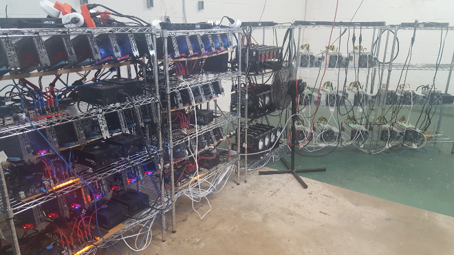 Building out a warehouse to mine crypto currency Bitcoin Ethereum racks