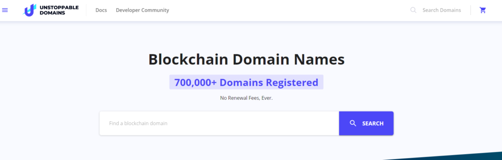 Search for a .crypto domain on unstoppable domains