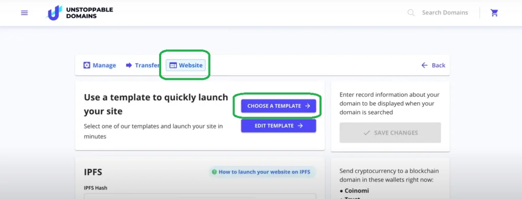Create unstoppable domain website with IPFS