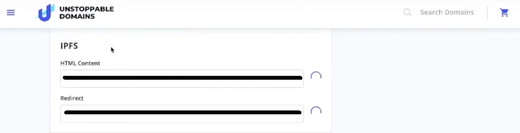 Unstoppable domain website is uploading to ipsf