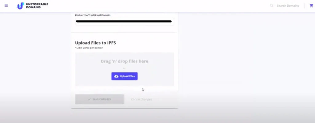 upload your website to unstoppable domains