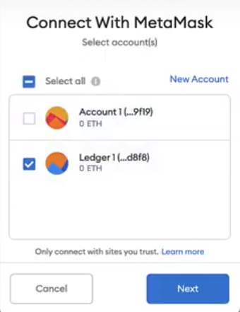 Connect your hardware wallet to Ledger