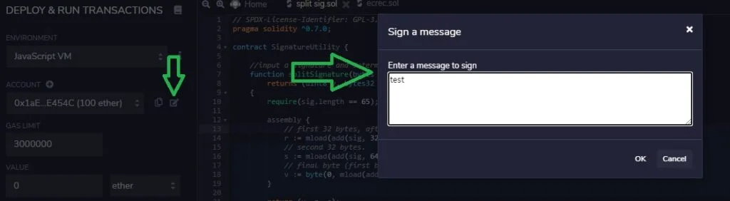 sign a transaction in Remix. Use a signature to generate a public key