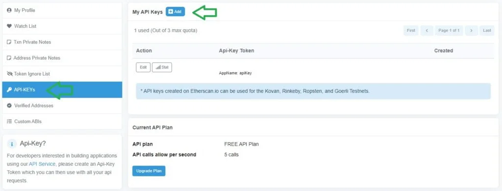 etherscan API key to get account balances from the blockchain