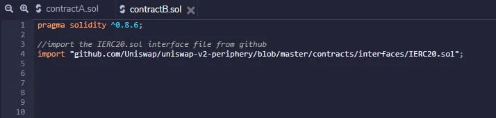 using import in solidity smart contracts into remix from github