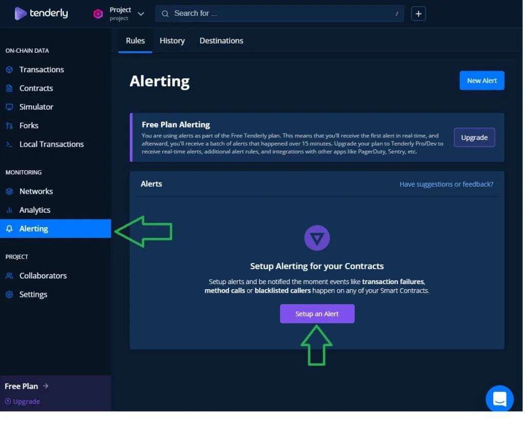 tenderly Toolkit features smart contract alert setup