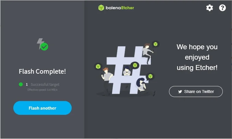 balena etcher bitcoin lightning node umbrel os flash complete