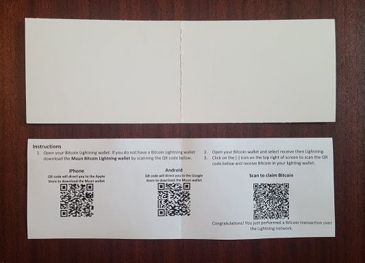 bitcoin vending machine qr code to scan with instructions in cardboard inserts