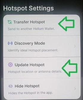 transfer or set location of a helium hotspot miner