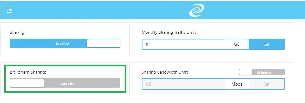 Turn off Bit torrent sharing to protect your IP in a Deeper Connect DPN