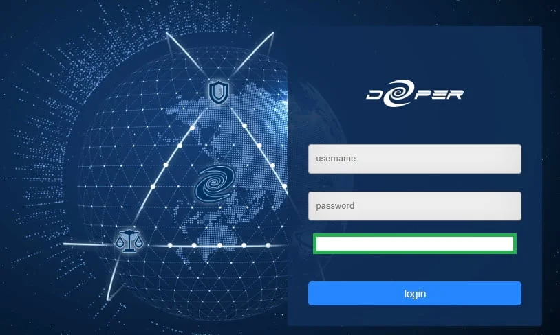 Staking setup device code on login screen for a Deeper Connect Mini and Pico